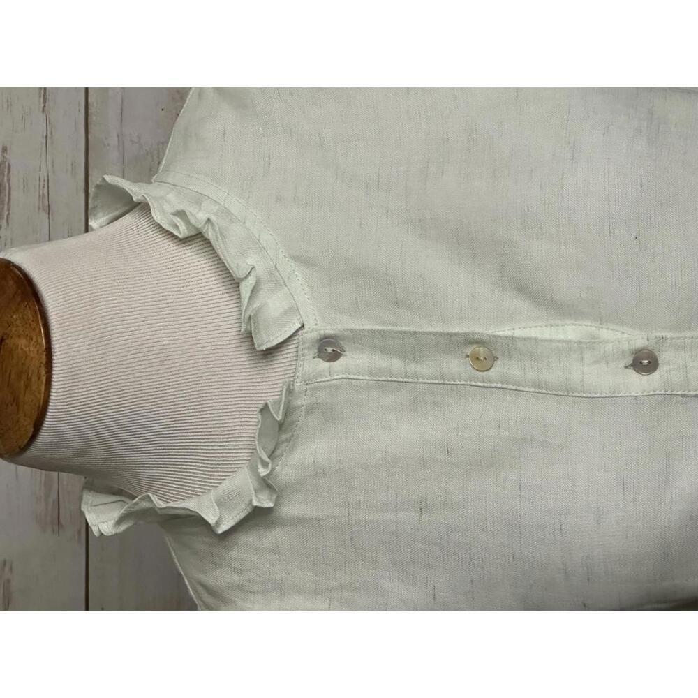 Worth New York pleated collar sleeveless button-up linen-blend shirt Size 12 - Picture 2 of 7